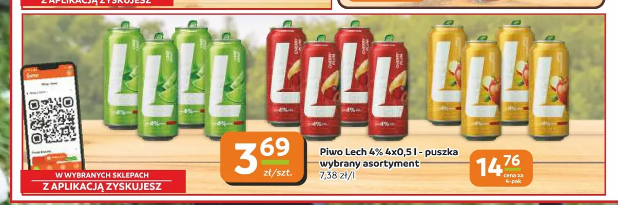 Piwo Lech 4% 4-pak promocja w Gama