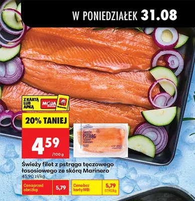 Świeży filet z pstrąga tęczowego łososiowego ze skórą Marinero promocja w Biedronka
