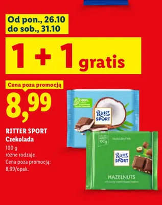 Czekolada Ritter Sport Kokos promocja w Lidl