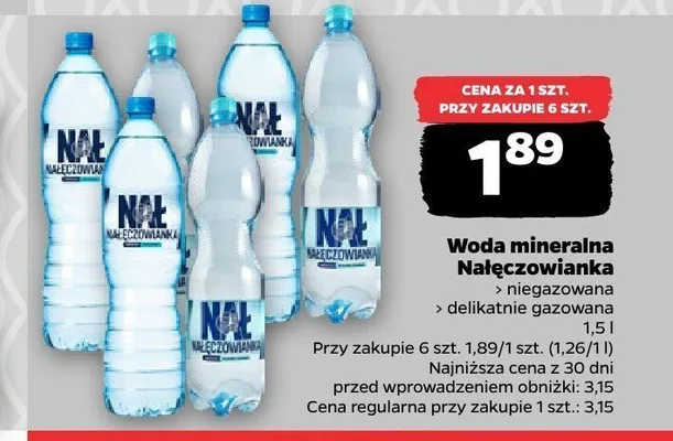 Woda mineralna Nałęczowianka niegazowana promocja w Netto