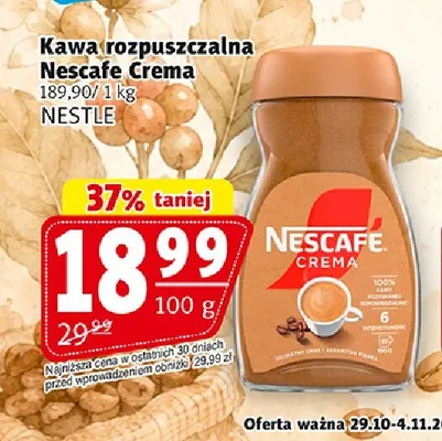 Kawa rozpuszczalna Nescafe Crema promocja w Prim Market