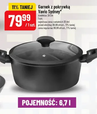 Garnek z pokrywką Vavio Sydney 28 cm 6,7 l promocja w POLOmarket