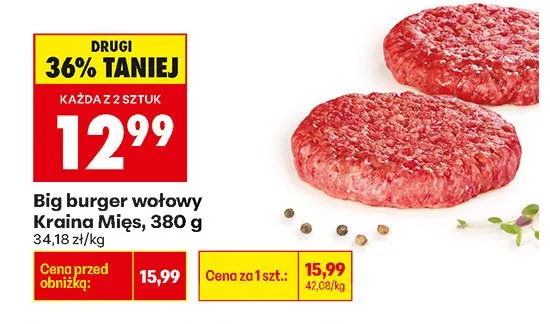 Big burger wołowy Kraina Mięs promocja w Biedronka