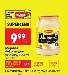 Majonez dekoracyjny Winiary promocja w Biedronka