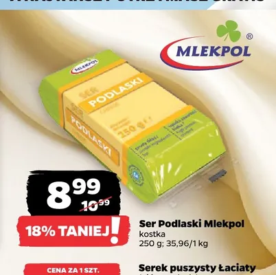 Ser Podlaski w kostce Mlekpol promocja w Netto