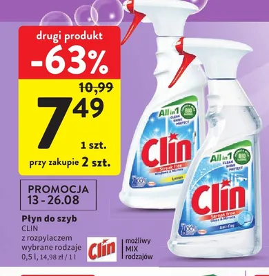 Płyn do szyb Clin z rozpylaczem promocja w Intermarche