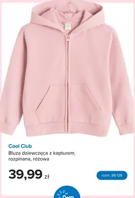 Bluza dziewczęca z kapturem rozpinana różowa Cool Club promocja w Smyk