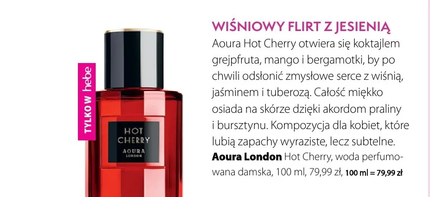 Woda perfumowana damska Aoura London Hot Cherry promocja w Hebe