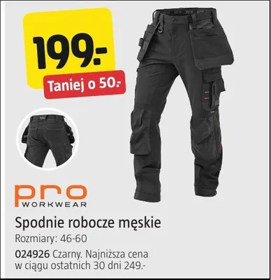 Spodnie robocze męskie Pro Workwear czarne rozmiary 46-60 024926 promocja w Jula