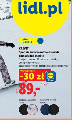 Spodnie snowboardowe freeride damskie Crivit promocja w Lidl