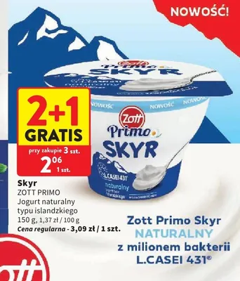 Skyr naturalny Zott Primo promocja w Intermarche