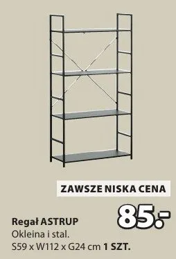 Regał Astrup okleina i stal promocja w Jysk