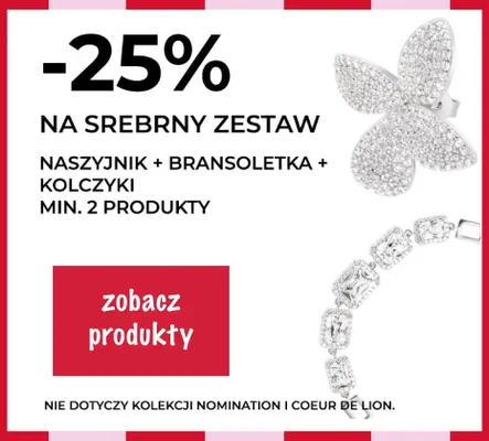 Srebrny zestaw naszyjnik bransoletka kolczyki Briju promocja w Briju