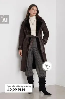 Spodnie wide leg w kratę promocja w Sinsay