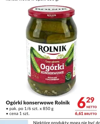 Ogórki konserwowe Rolnik promocja w Makro