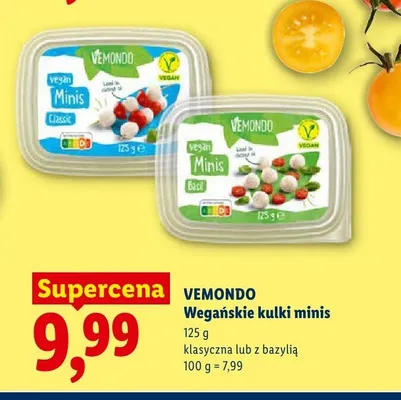 Wegańskie kulki minis Vemondo z bazylią promocja w Lidl