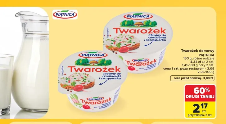 Twarożek domowy Piątnica promocja w Carrefour