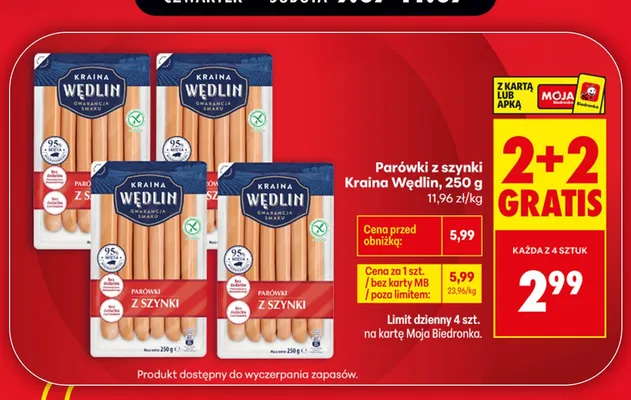 Parówki z szynki Kraina Wędlin promocja w Biedronka