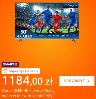 Telewizor CHiQ 50" 4K QLED promocja w Allegro