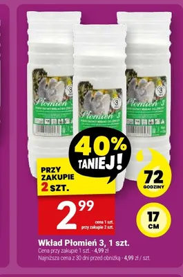 Wkład parafinowy do zniczy Płomień 3 17 cm promocja w Twój Market