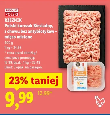 Polski kurczak Biesiadny, z chowu bez antybiotyków - mięso mielone promocja w Lidl
