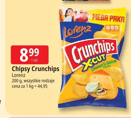 Chipsy Crunchips X-Cut Cheese & Onion Lorenz promocja w Leclerc