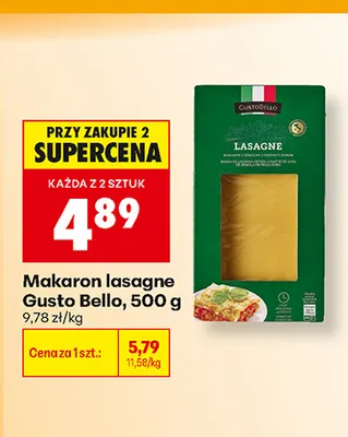 Makaron lasagne Gusto Bello promocja w Biedronka