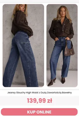 Jeansy Slouchy High Waist z dużą zawartością bawełny Renee promocja w Renee