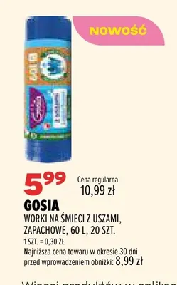 Worki na śmieci z uszami zapachowe 60 l Gosia promocja w Drogerie Natura