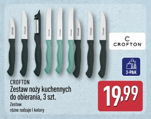 Zestaw noży kuchennych do obierania 3-pak Crofton promocja w Aldi