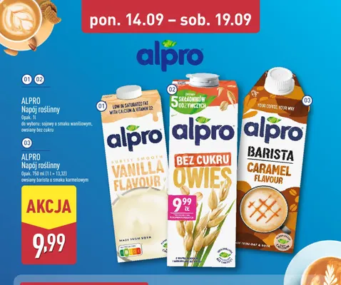 Napój roślinny sojowy o smaku waniliowym Alpro promocja w Aldi