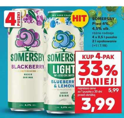 Piwo Somersby Light Blueberry & Lemon promocja w Kaufland