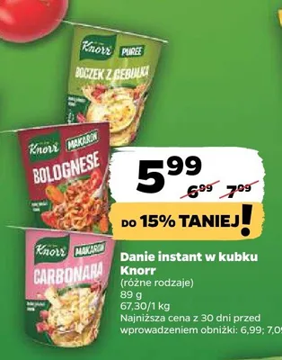 Danie instant w kubku Knorr promocja w Netto