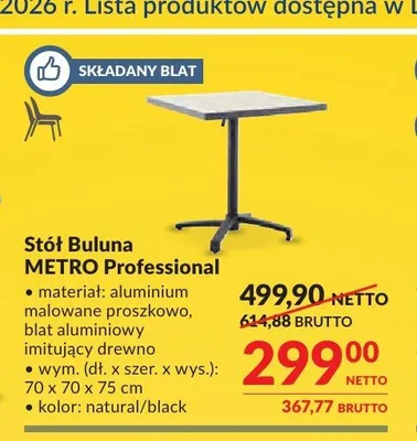 Stół Buluna METRO Professional promocja w Makro