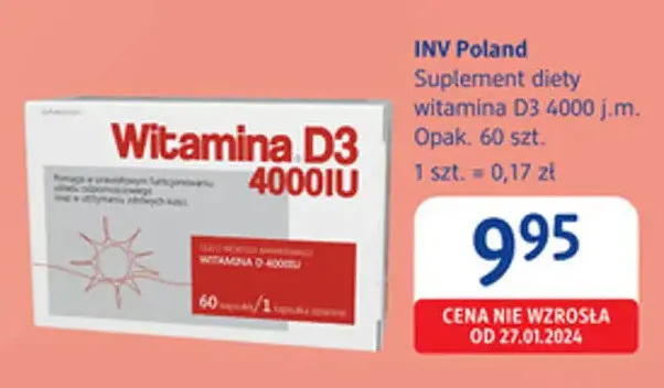 Suplement diety witamina D3 4000 j.m. INV Poland promocja w Drogerie DM
