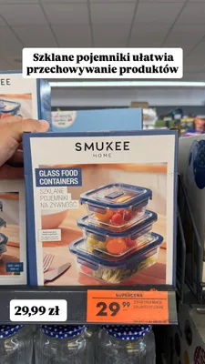 Szklane pojemniki na żywność Smukee Home promocja w Biedronka