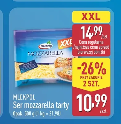 Ser mozzarella tarty Mlekpol XXL promocja w Aldi