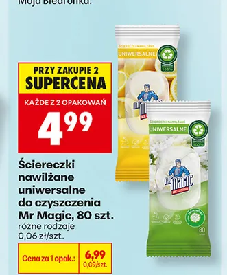 Ściereczki nawilżane uniwersalne do czyszczenia Mr Magic jaśminowe promocja w Biedronka