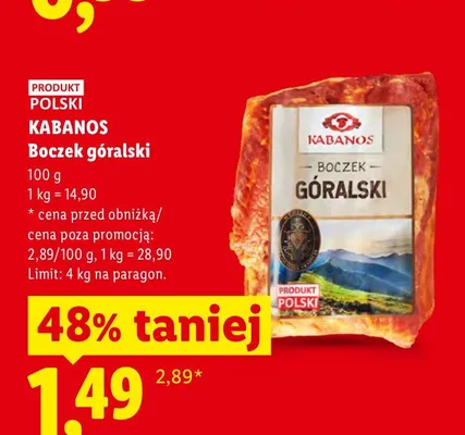 Boczek góralski Kabanos promocja w Lidl