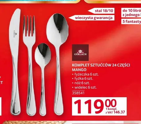 Komplet sztućców 24 części Mango Gerlach promocja w Selgros