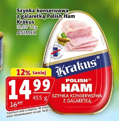 Szynka konserwowa z galaretką Polish Ham Krakus promocja w Prim Market