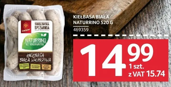 Kiełbasa biała Naturino 520 g promocja w Selgros