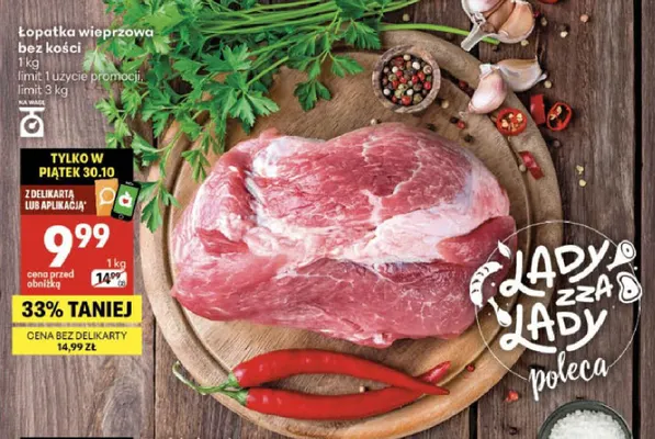 Łopatka wieprzowa bez kości promocja w Delikatesy Centrum