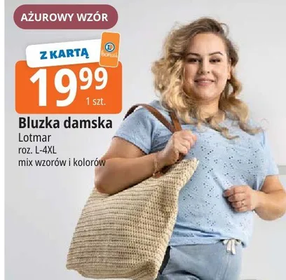 Bluzka damska Lotmar ażurowy wzór roz. L-4XL mix wzorów i kolorów promocja w Leclerc