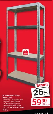 Ocynkowany regał metalowy 150x70x30 cm promocja w Selgros