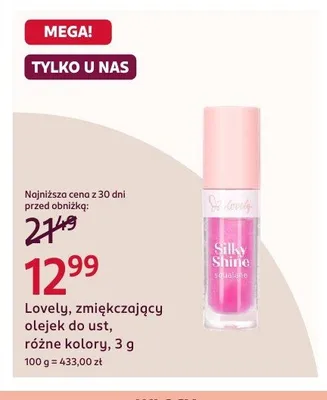 Olejek do ust zmiękczający Lovely Silky Shine promocja w Rossmann