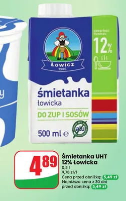 Śmietanka UHT Łowicka Łowicz 12% promocja w Dino