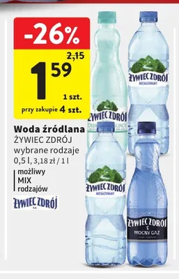 Woda źródlana Żywiec Zdrój promocja w Intermarche