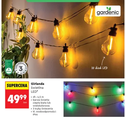 Girlanda świetlna LED gardenic ciepła biała 4,5m promocja w Biedronka