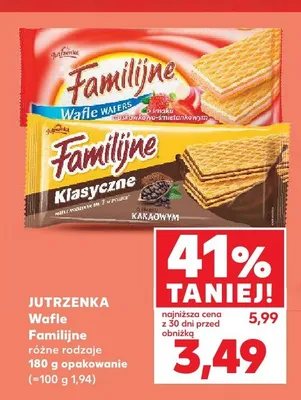 Wafle Familijne o smaku truskawkowo-śmietankowym Jutrzenka promocja w Kaufland